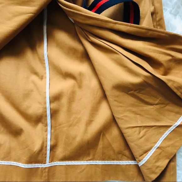 Madison Tan Navy Red Trench With Belt Coat Sz M - Picture 9 of 16